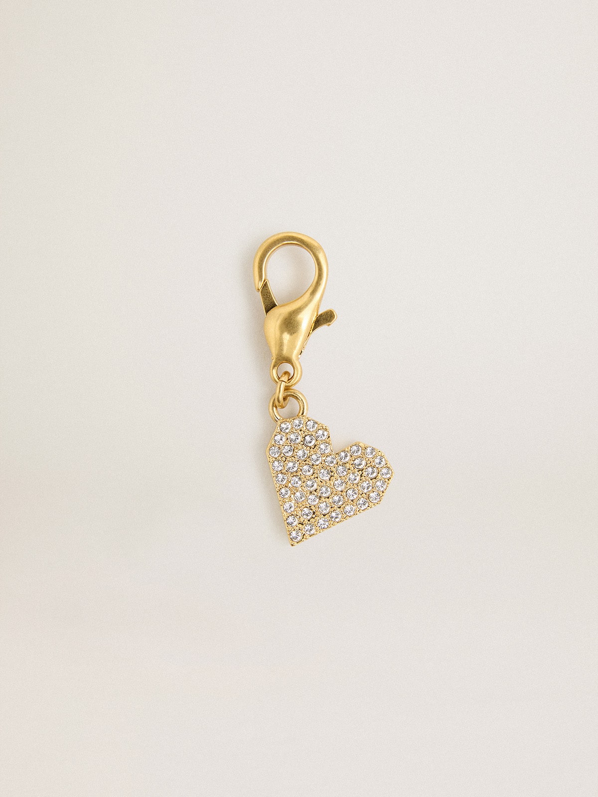 Golden Goose - Charm aus goldfarbenem Messing in Herzform mit Glassteinchen in 