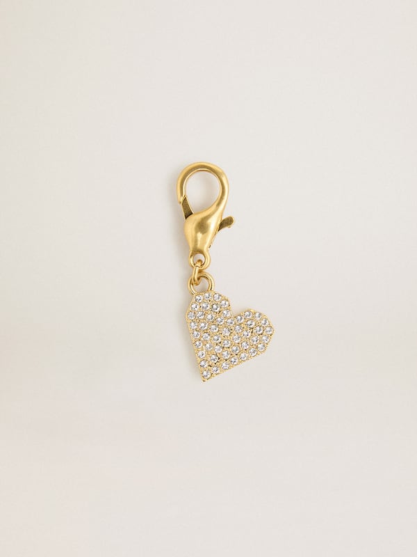 Golden Goose - Heart-shaped charm in gold-colored brass with crystals in 