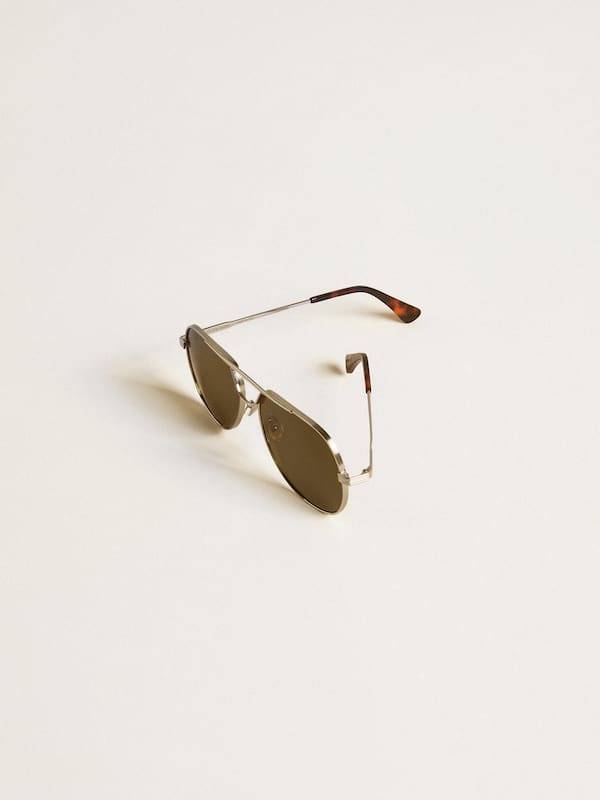 Golden Goose - Aviator sunglasses with silver frame and green lenses in 