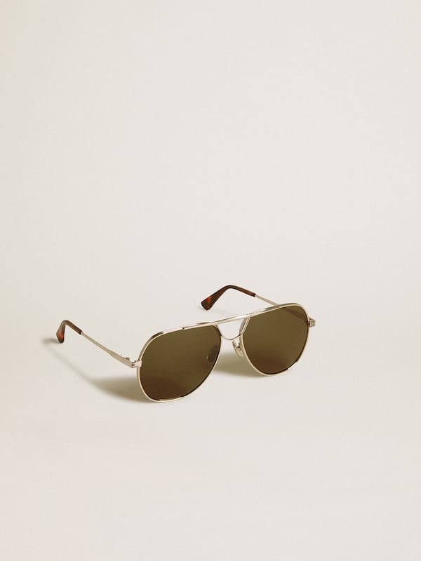 Golden Goose - Aviator sunglasses with silver frame and green lenses in 
