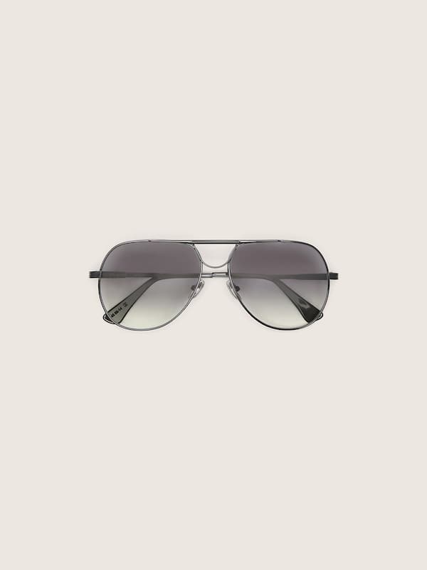 Golden Goose - Aviator-style sunglasses with metal-colored frame and gray lenses in 
