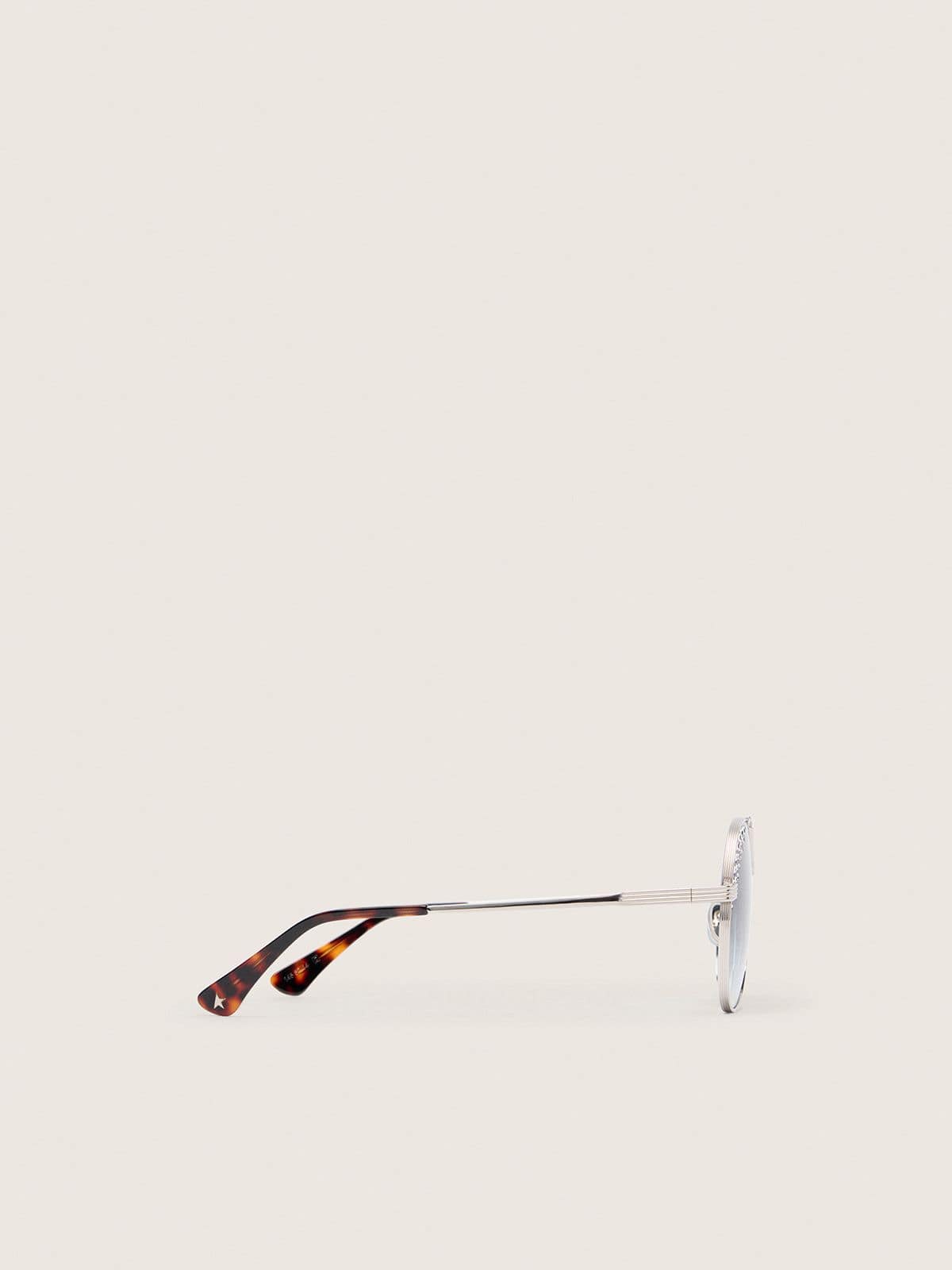 Golden Goose - Occhiali da sole aviator Carter metallizzati con lenti blu e cristalli in 