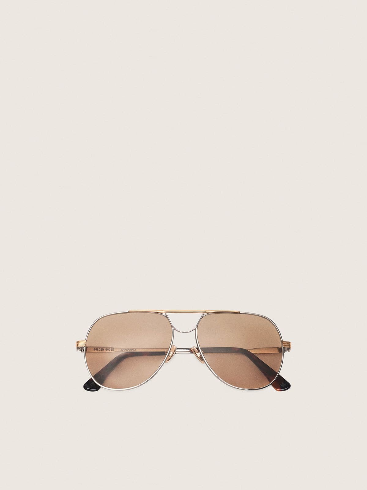 Golden Goose - Occhiali da sole modello aviator con montatura oro e lenti beige in 