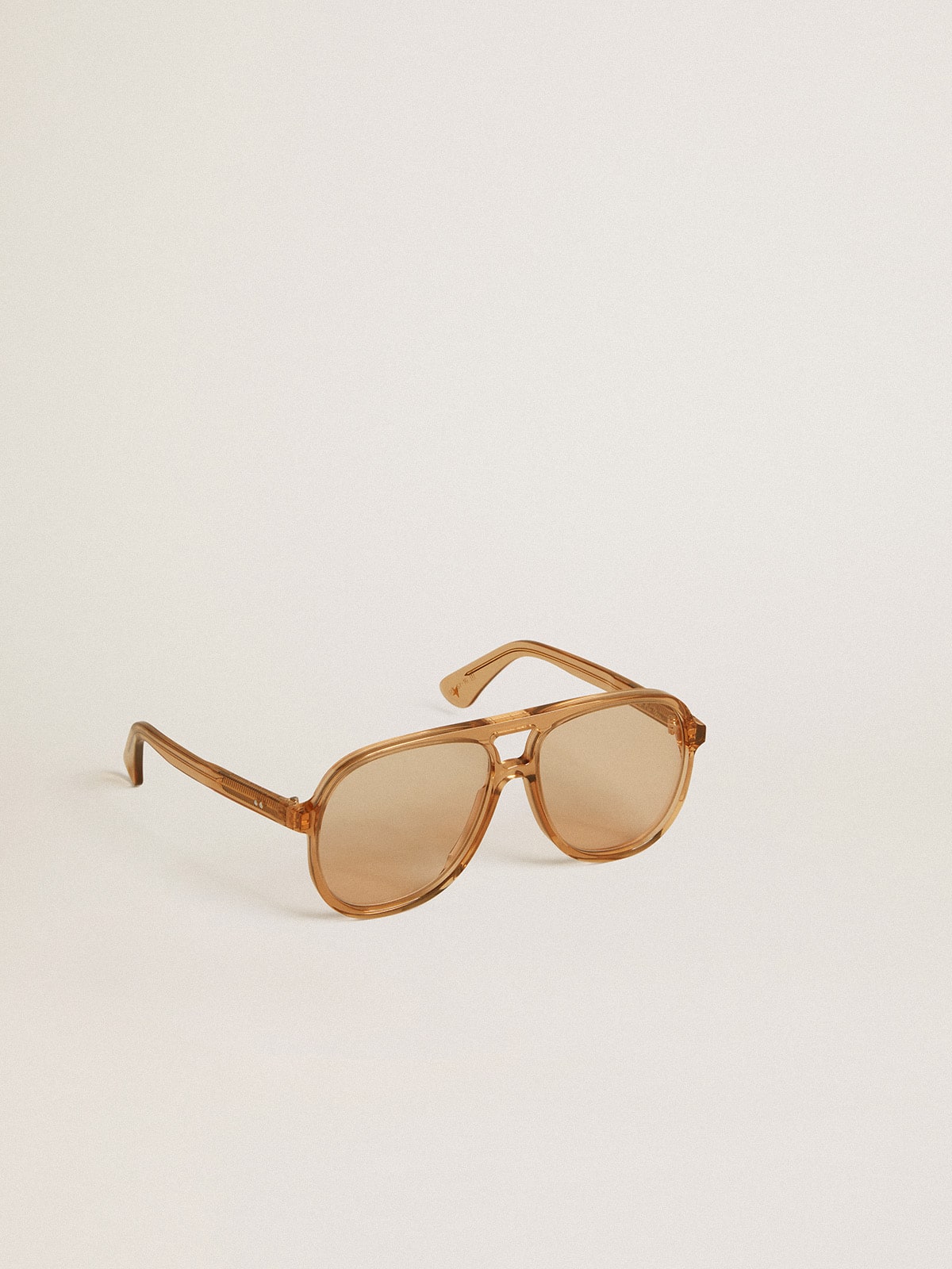 Golden Goose - Aviator style sunglasses with honey-colored frame and lenses in 