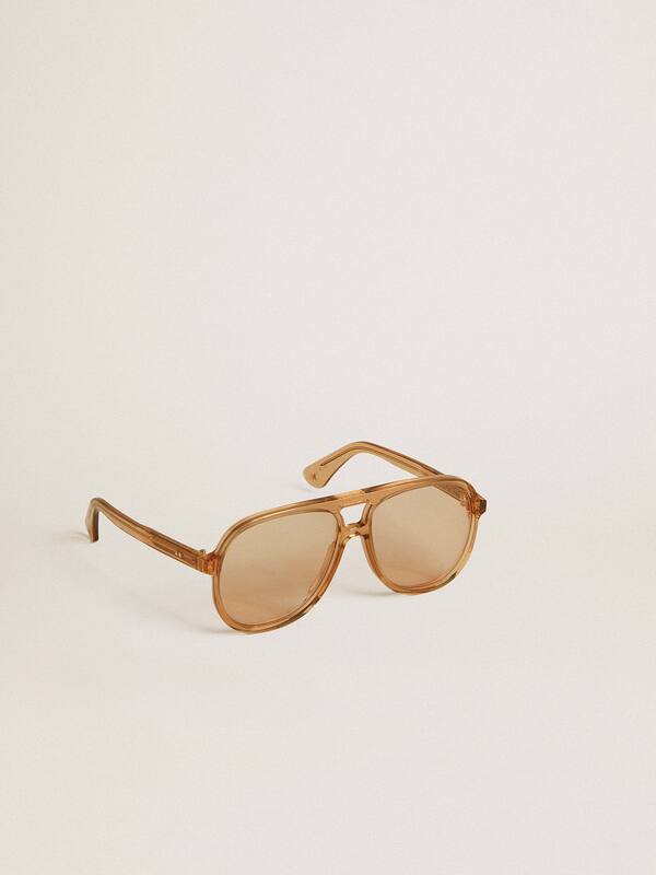 Golden Goose - Aviator style sunglasses with honey-colored frame and lenses in 