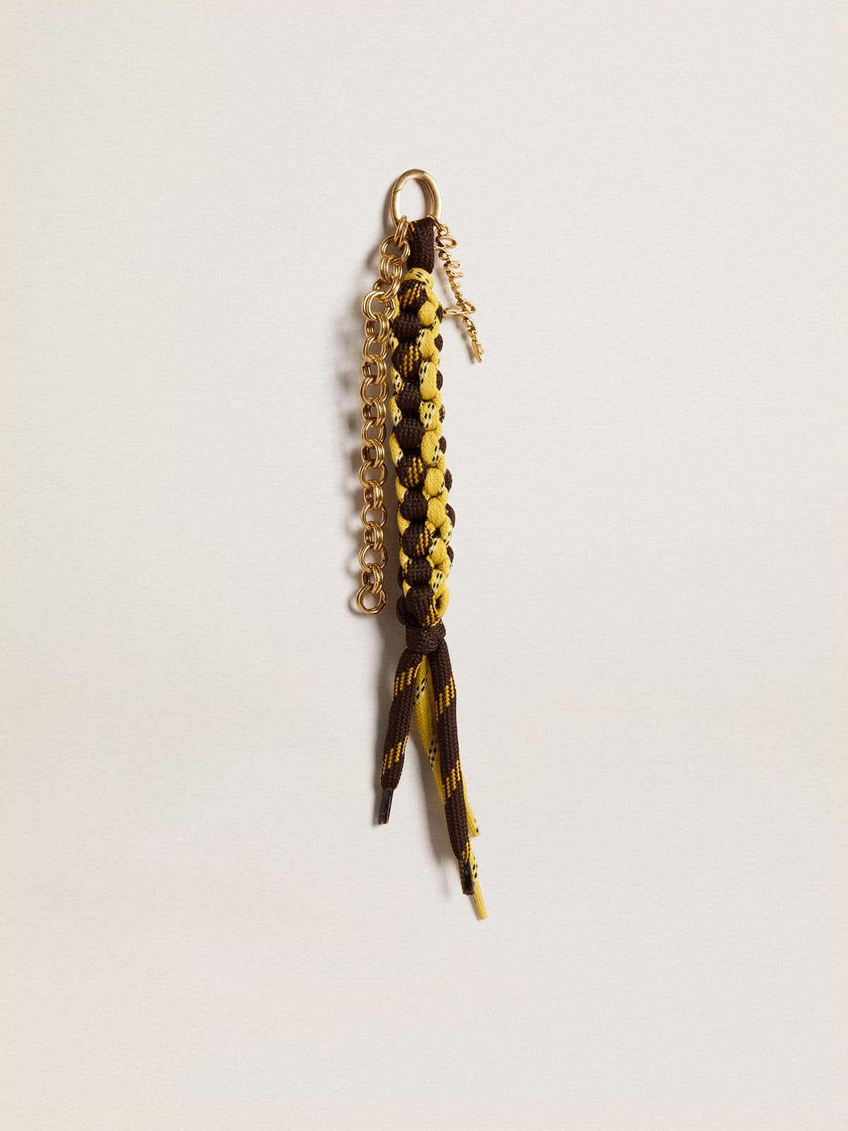 Golden Goose - Charm avec lacets trekking jaune et marron noués avec chaîne  in 