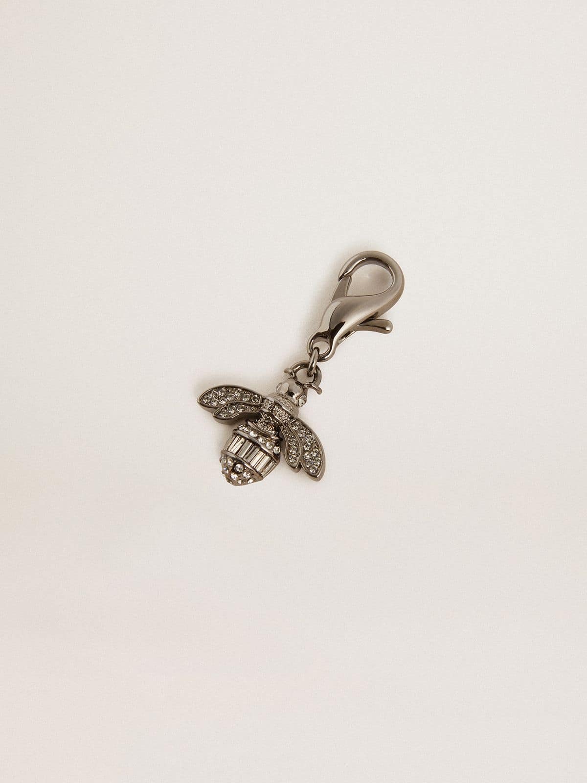 Golden Goose - Bee-shaped charm in silver-colored brass with crystals in 