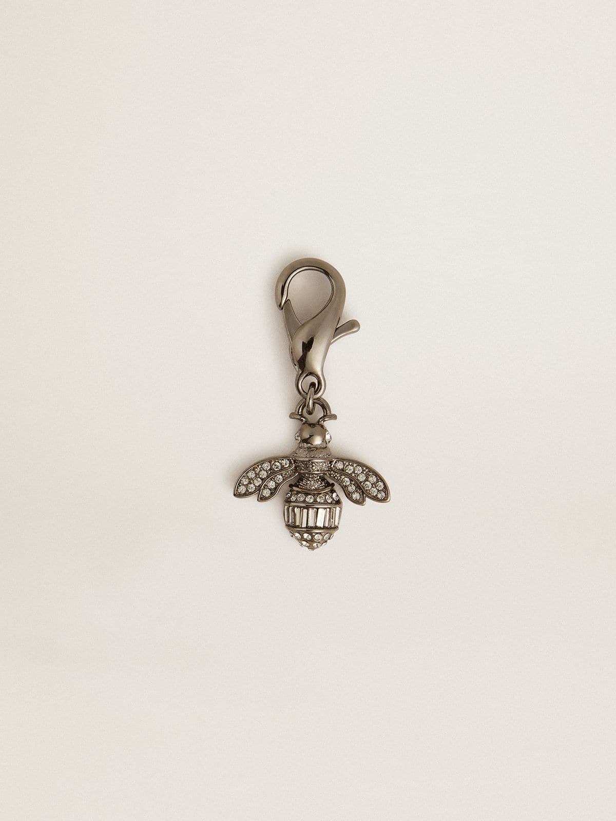 Golden Goose - Bee-shaped charm in silver-colored brass with crystals in 