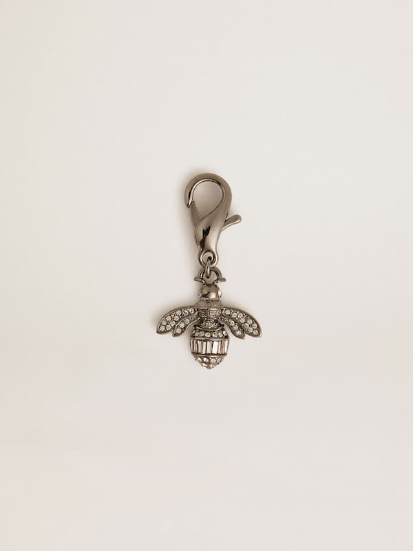 Golden Goose - Bee-shaped charm in silver-colored brass with crystals in 