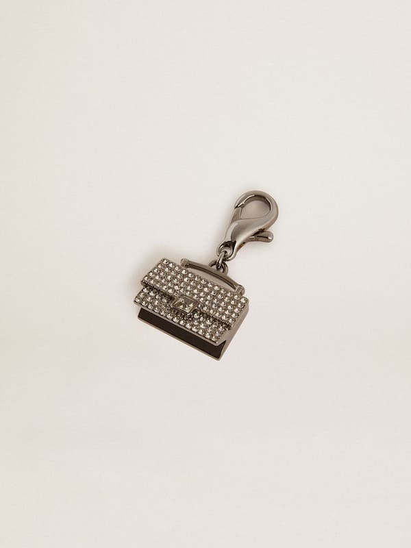 Golden Goose - Purse-shaped charm in silver-colored brass with crystals in 