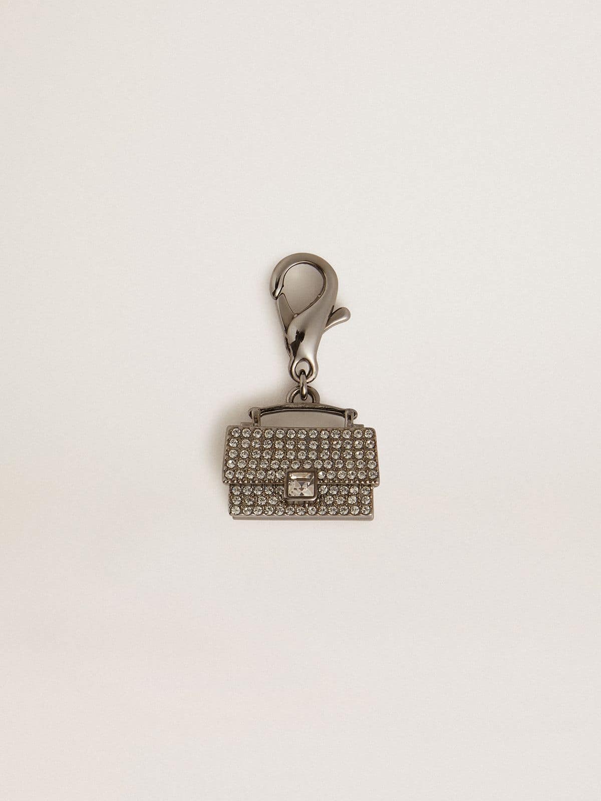 Golden Goose - Purse-shaped charm in silver-colored brass with crystals in 