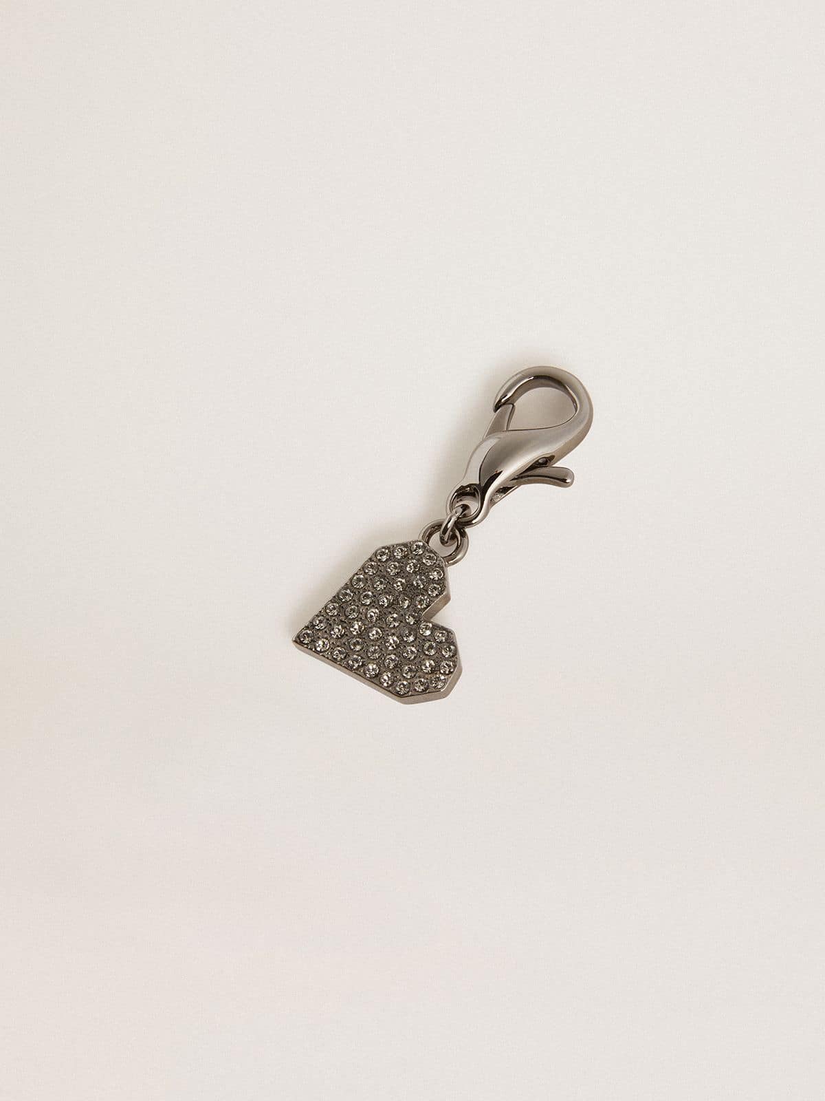 Golden Goose - Heart-shaped charm in silver-colored brass with crystals in 