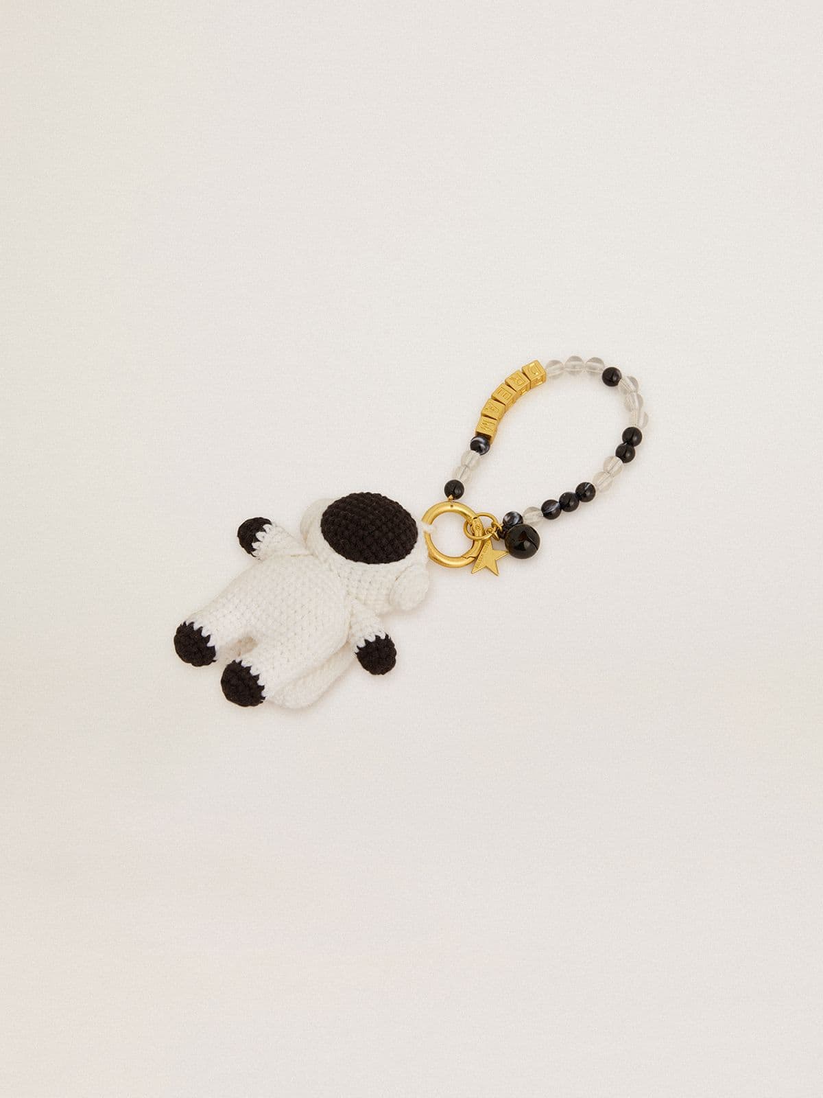 Golden Goose - Charm baby astronauta in cotone crochet con catenina in perle in 