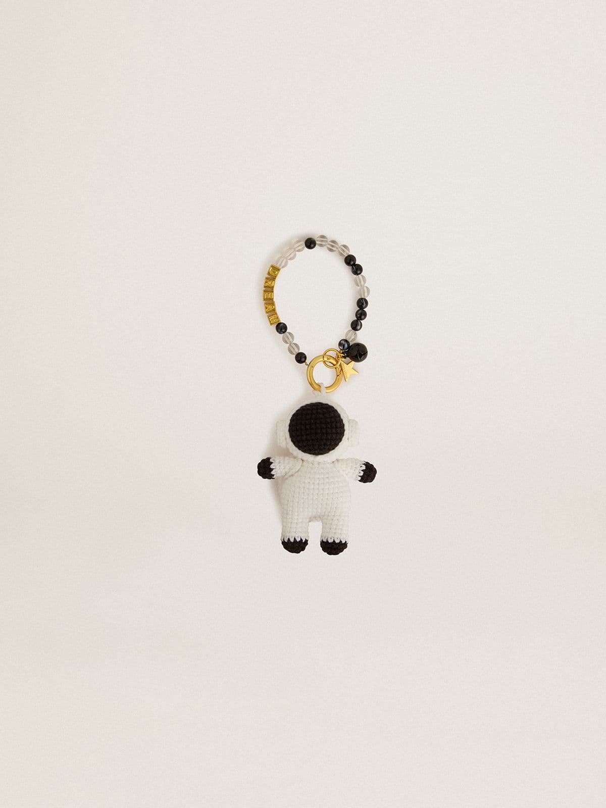 Golden Goose - Charm baby astronauta in cotone crochet con catenina in perle in 