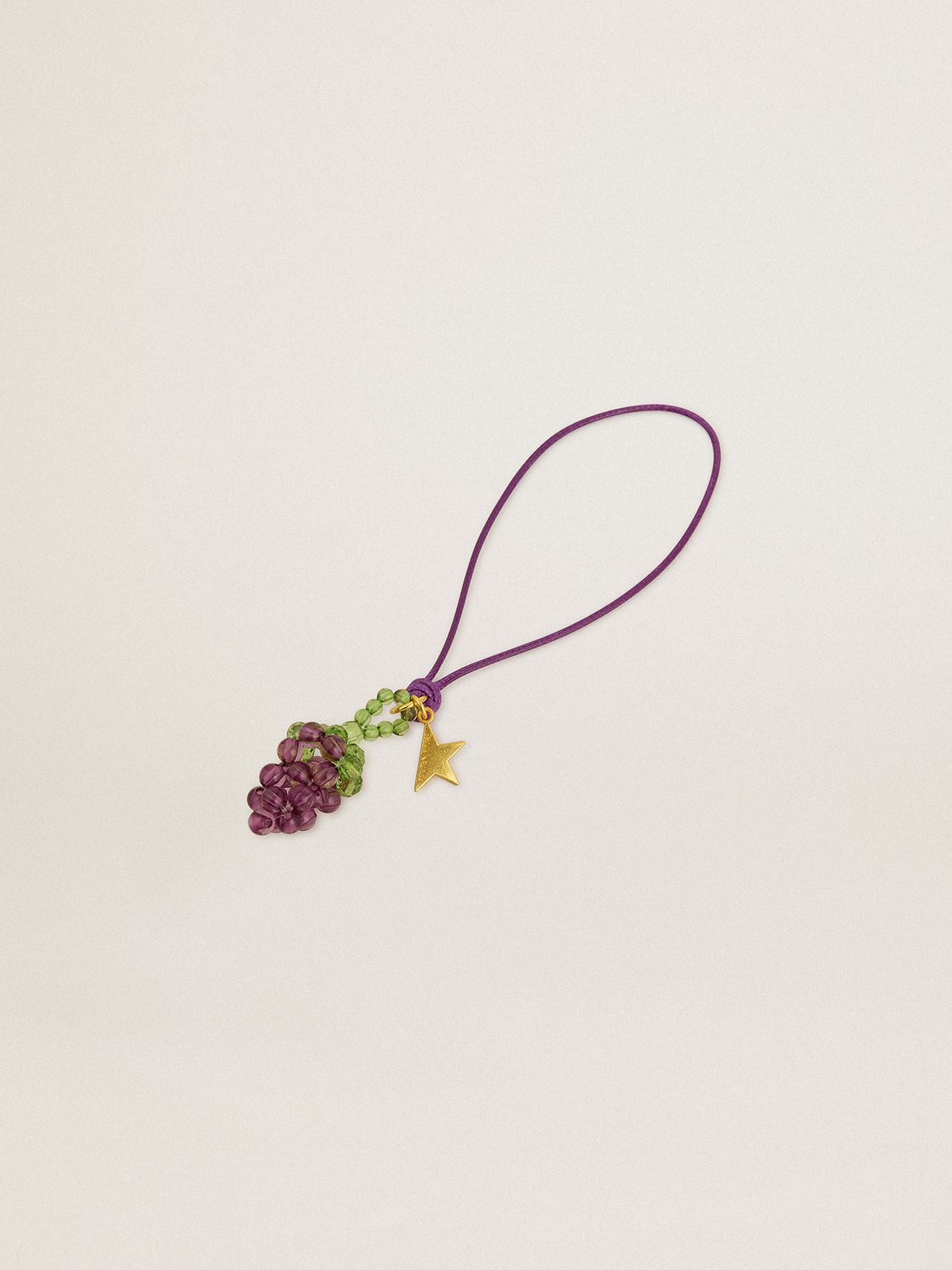 Golden Goose - Purple and green grape bunch charm with gold star in