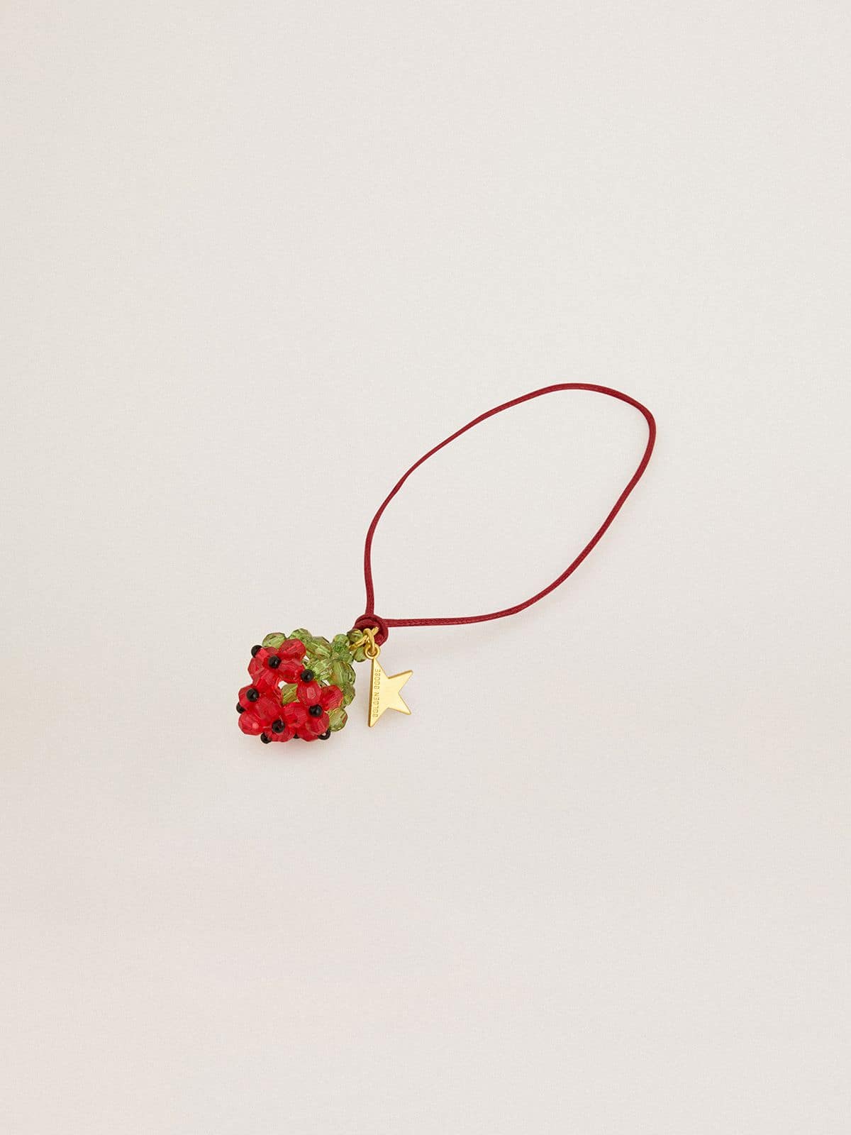 Golden Goose - Roter Charm in Erdbeerform mit goldfarbenem Stern in 