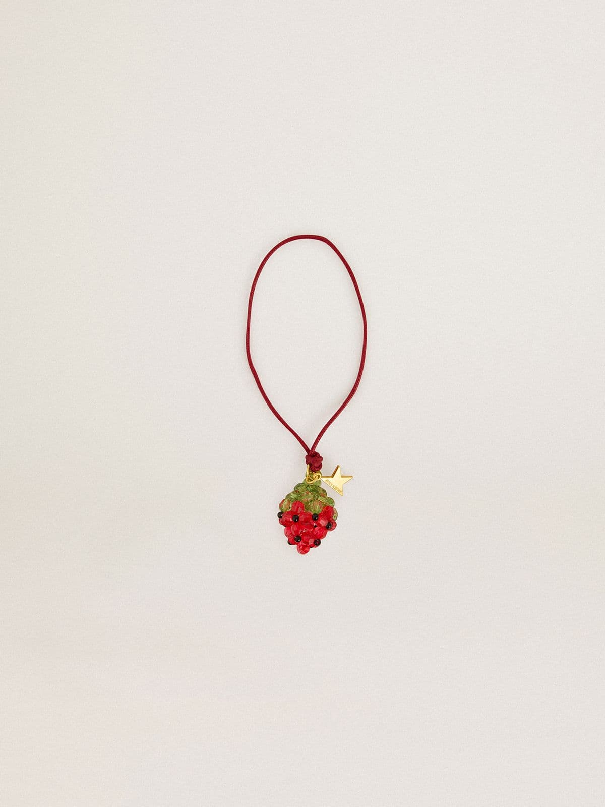 Golden Goose - Roter Charm in Erdbeerform mit goldfarbenem Stern in 