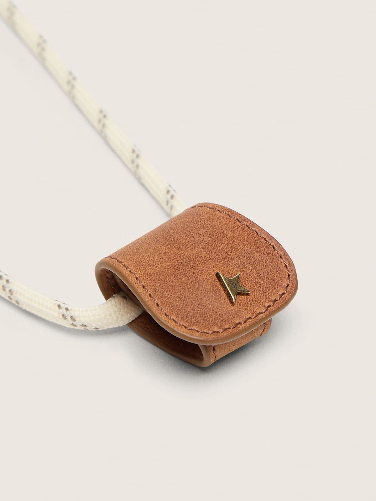 Golden Goose - Glasses case with a cream-colored hiking strap and a tan-colored leather clip in 