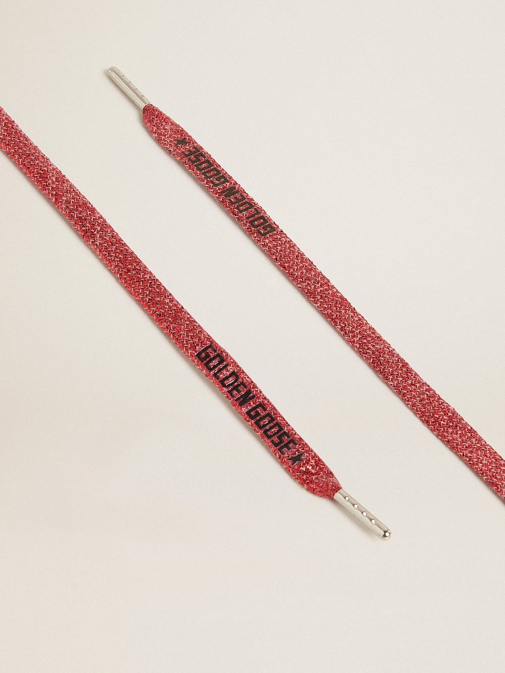 Golden Goose - Red Lurex laces with contrasting black logo in 