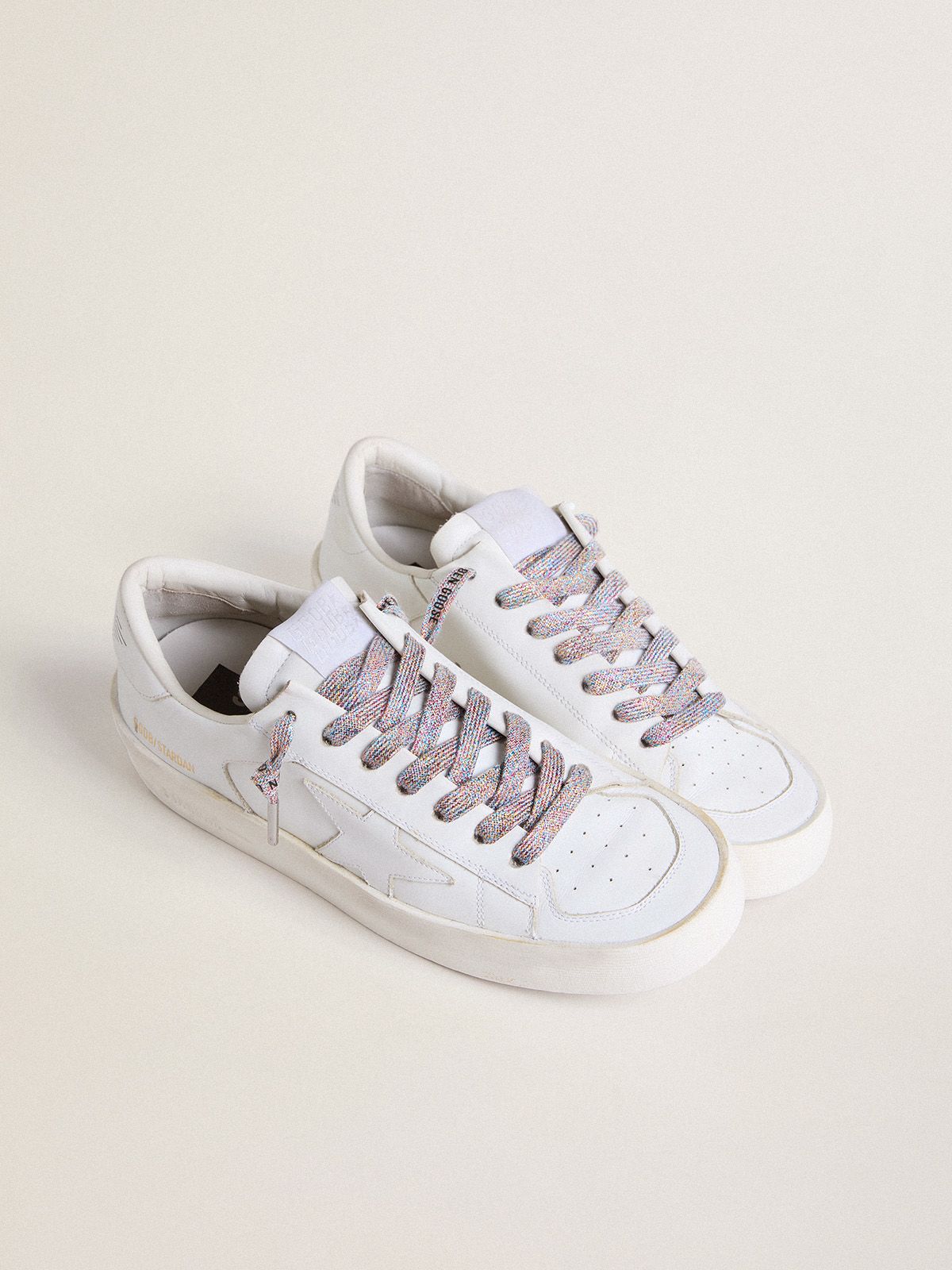 Golden Goose - Multicolor Lurex laces with contrasting black logo in