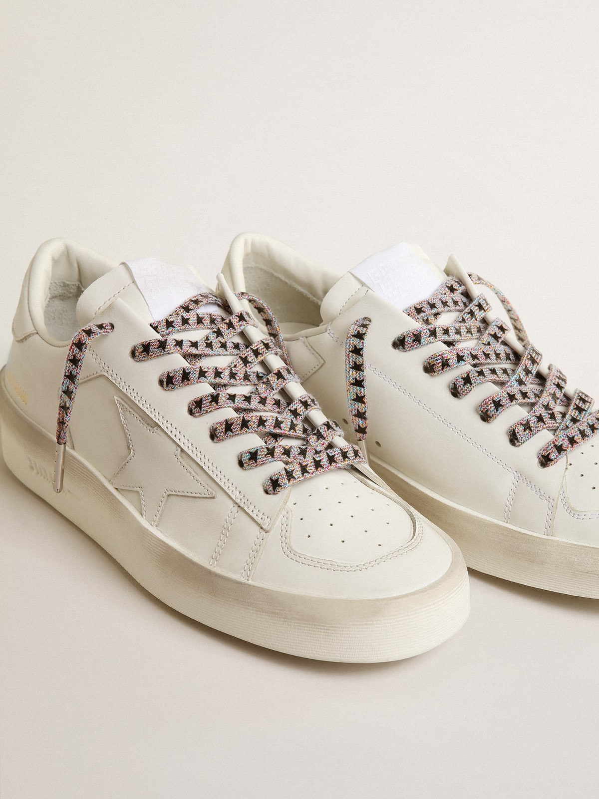 Golden Goose - Cordones de lúrex multicolor con estrellas negras in 