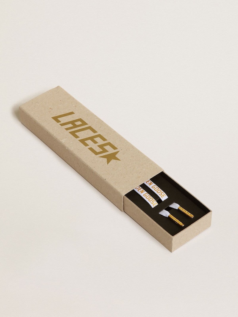 Golden Goose - White cotton laces with contrasting gold logo in 