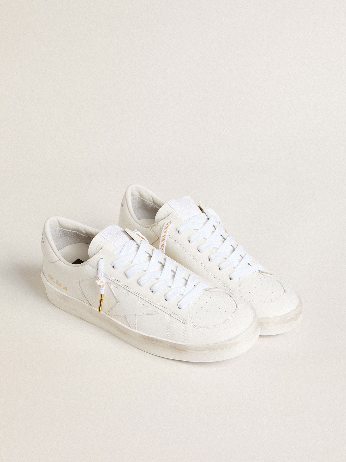 Golden Goose - White cotton laces with contrasting gold logo in