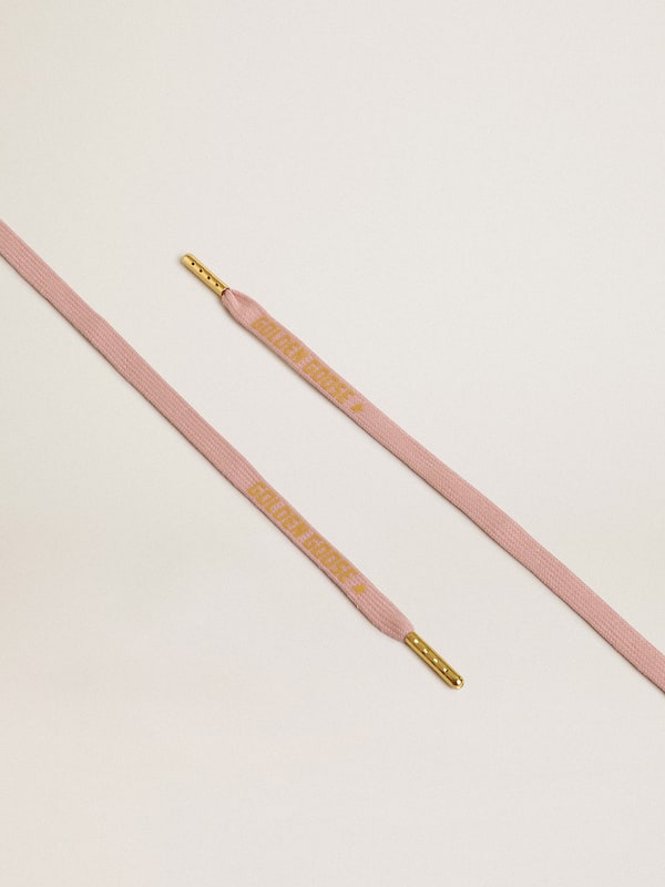 Golden Goose - Cordones de algodón color rosa antiguo con logotipo de color dorado en contraste in 