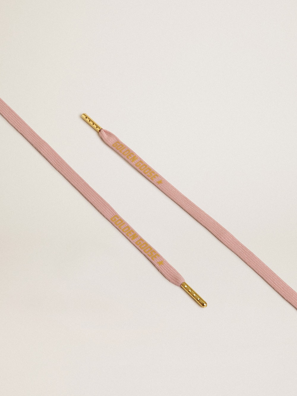 Golden Goose - Cordones de algodón color rosa antiguo con logotipo de color dorado en contraste in 
