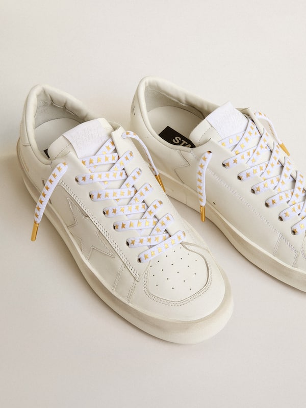 Golden Goose - White laces with gold stars in 