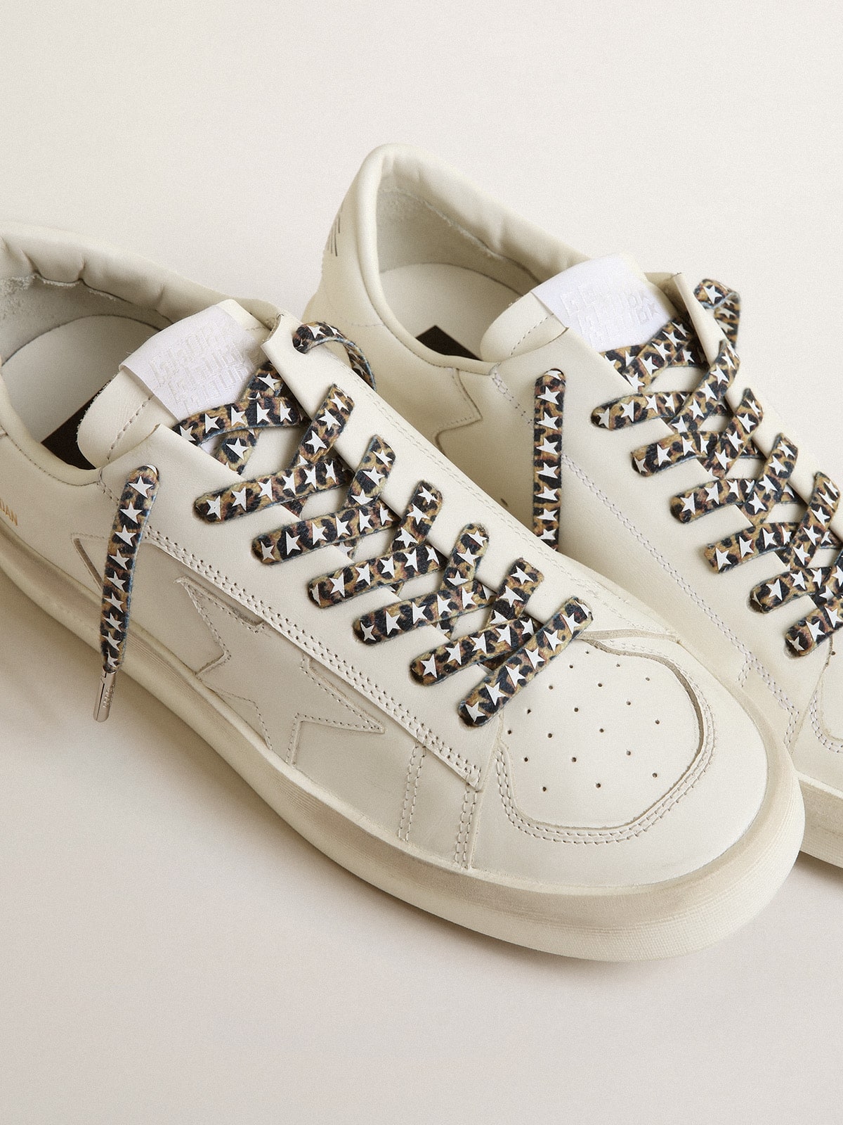 Golden Goose - Brown leopard-print laces with contrasting white stars in 