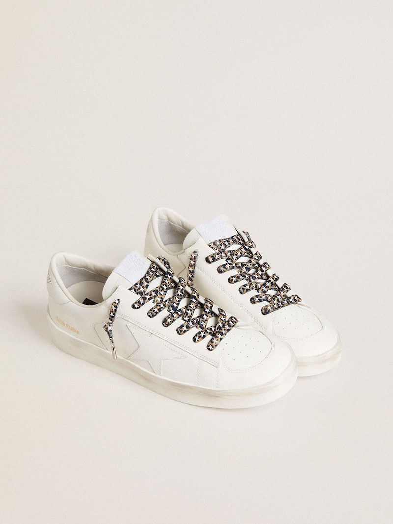Golden Goose - Cordones con estampado leopardo marr&oacute;n con estrellas blancas en contraste in 