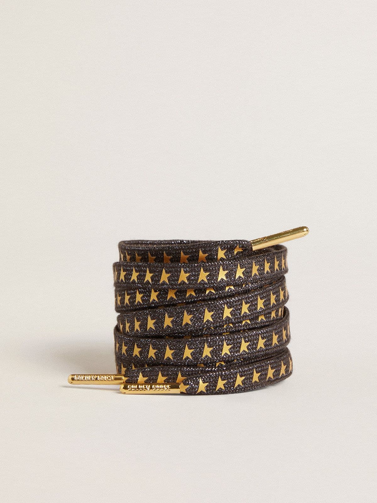 Golden Goose - Dark gray Lurex laces with contrasting gold stars in 
