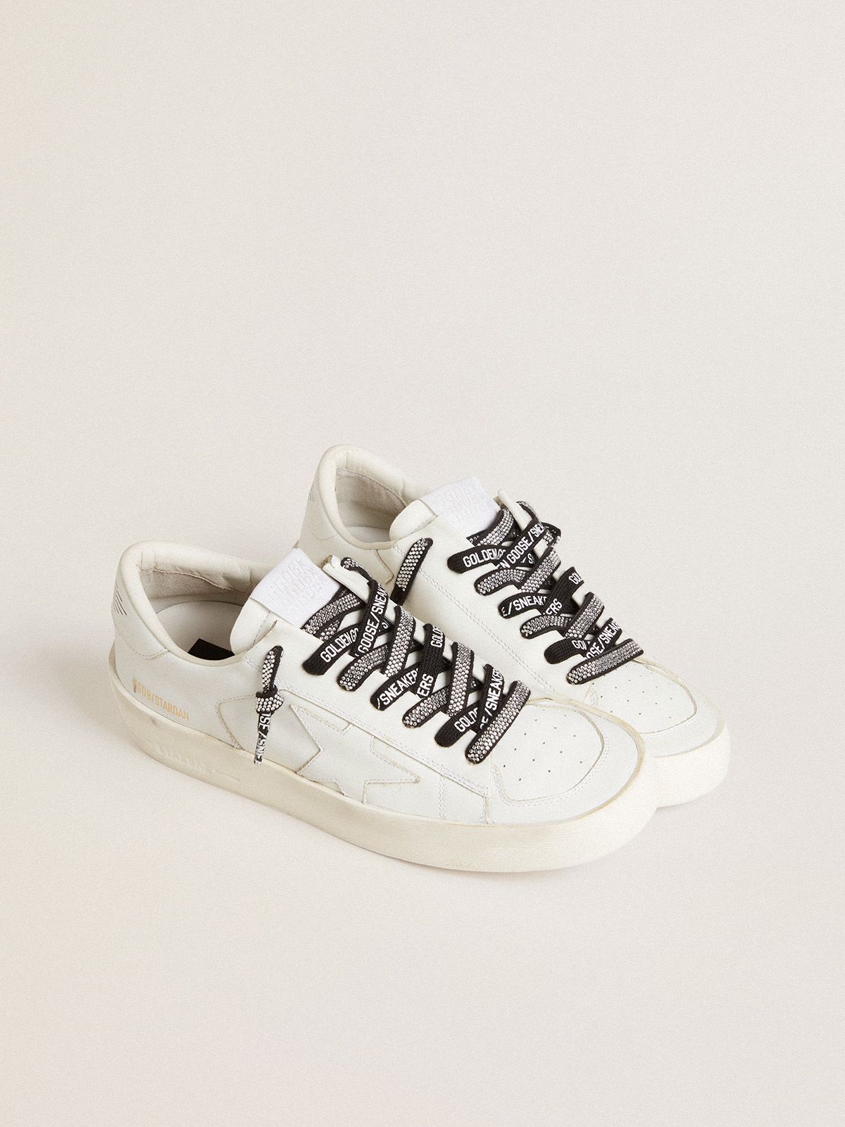 Golden Goose - Cordones Swarovski con logotipo blanco en contraste in