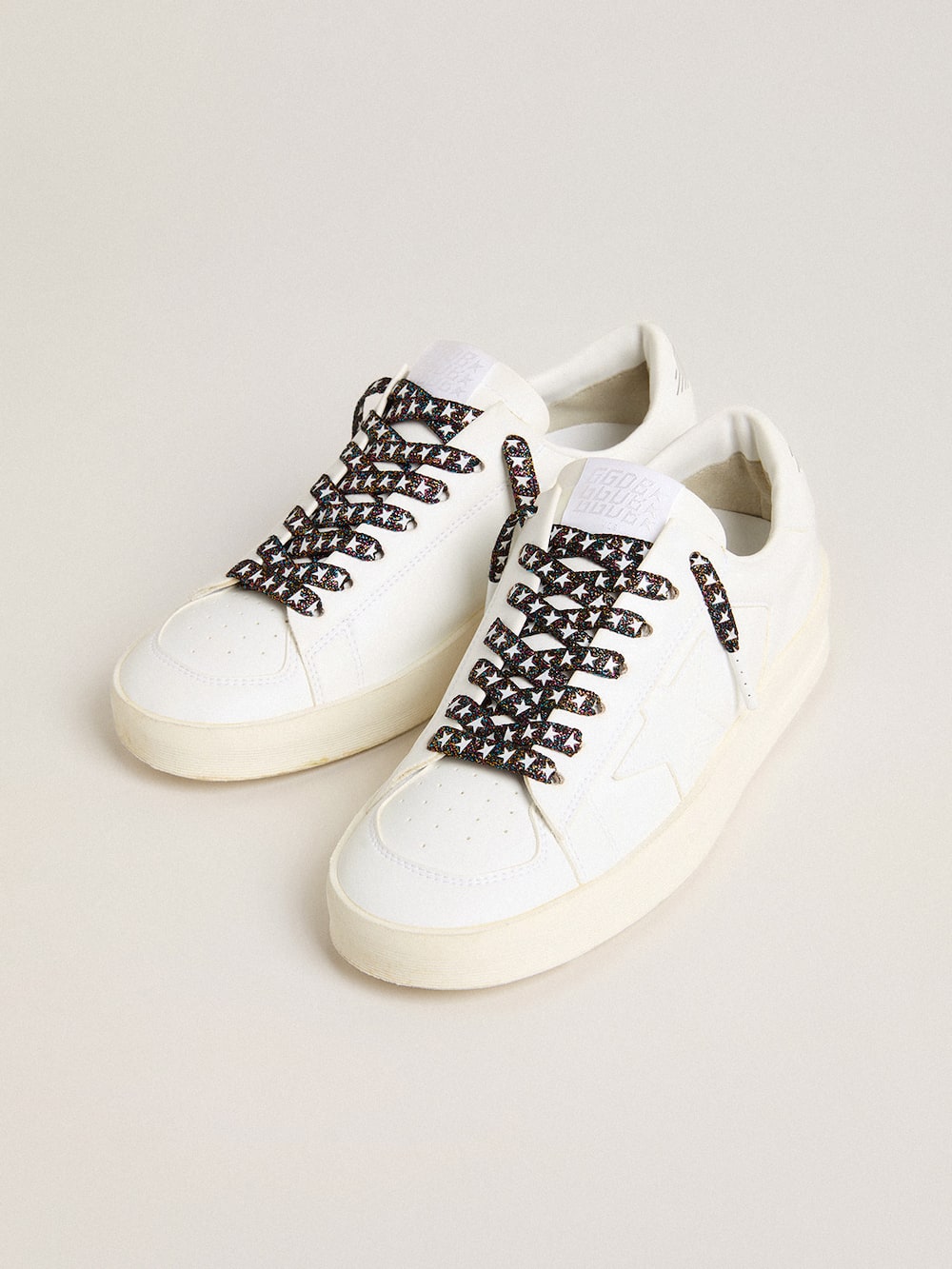 Golden Goose - Multicolor glitter laces with contrasting white star in 