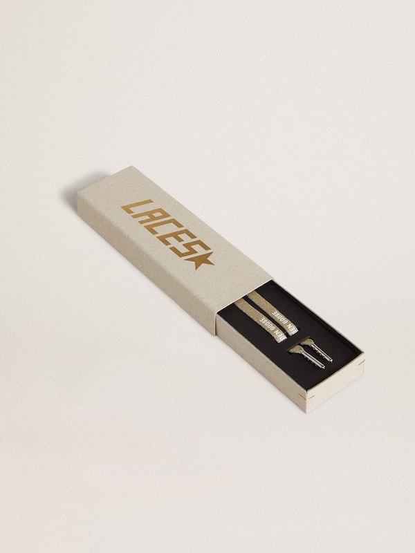 Golden Goose - Gold-colored Lurex laces with contrasting white logo in 