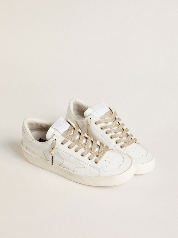 Golden Goose - Gold-colored Lurex laces with contrasting white logo in 