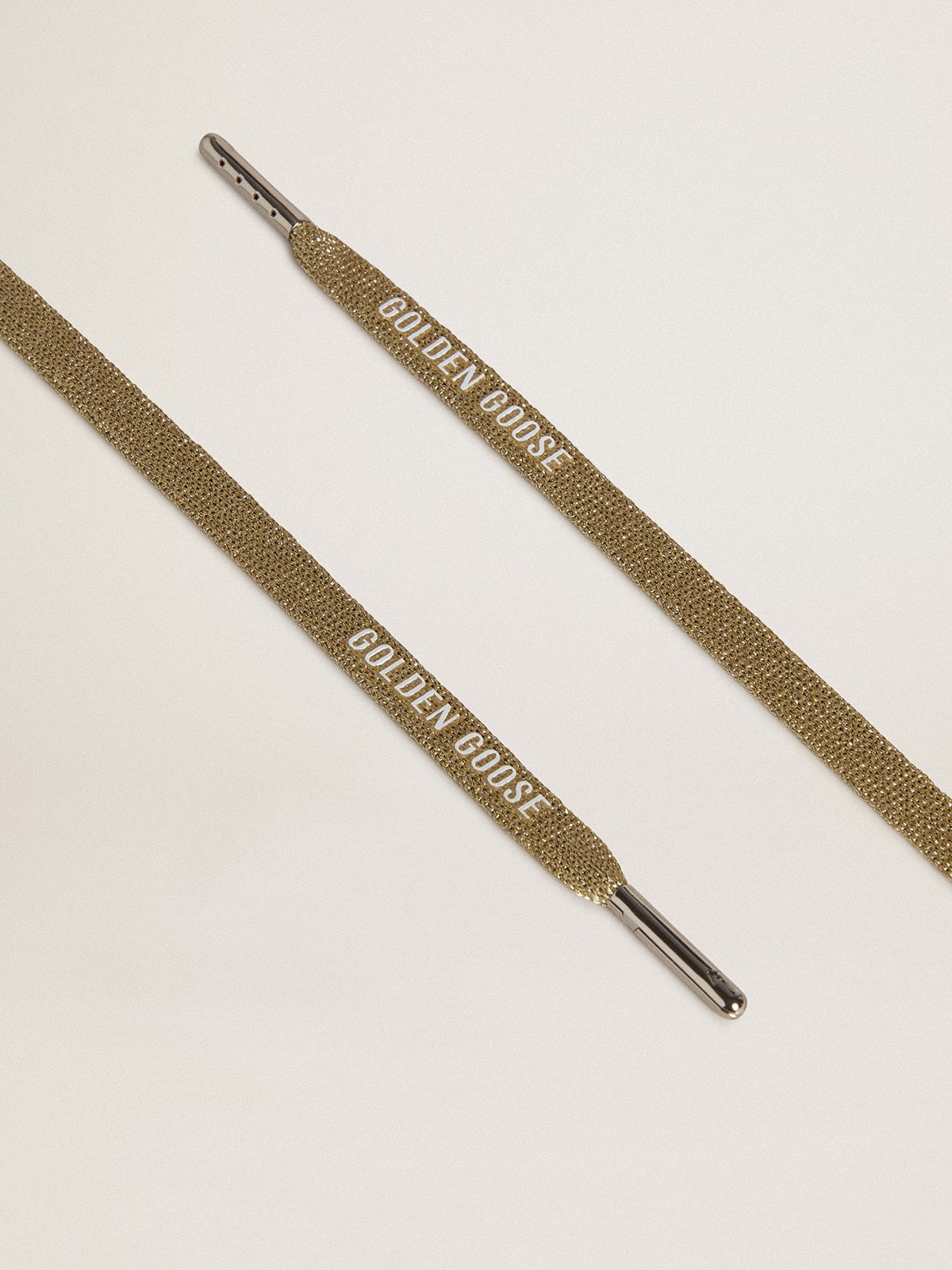 Golden Goose - Gold-colored Lurex laces with contrasting white logo in 