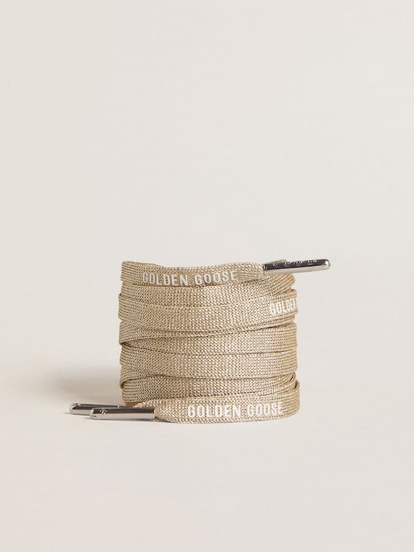 Golden Goose - Gold-colored Lurex laces with contrasting white logo in 