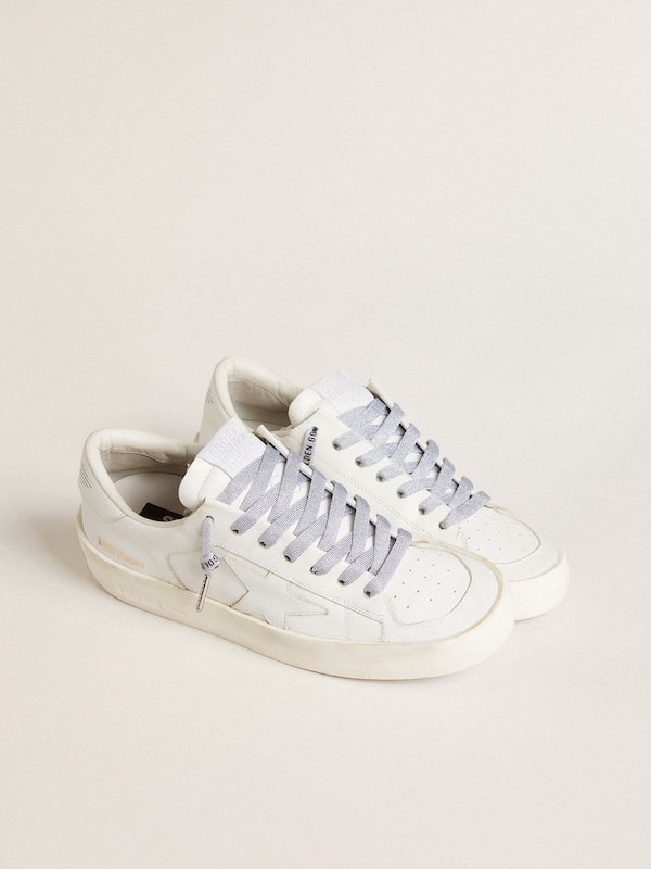 Golden Goose - Silver-colored Lurex laces with contrasting black logo in 