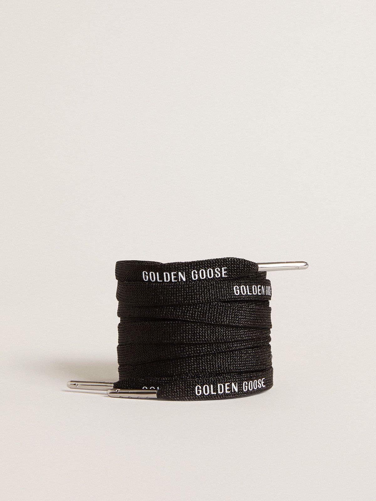 Golden Goose - Black lurex laces with contrasting white logo in 