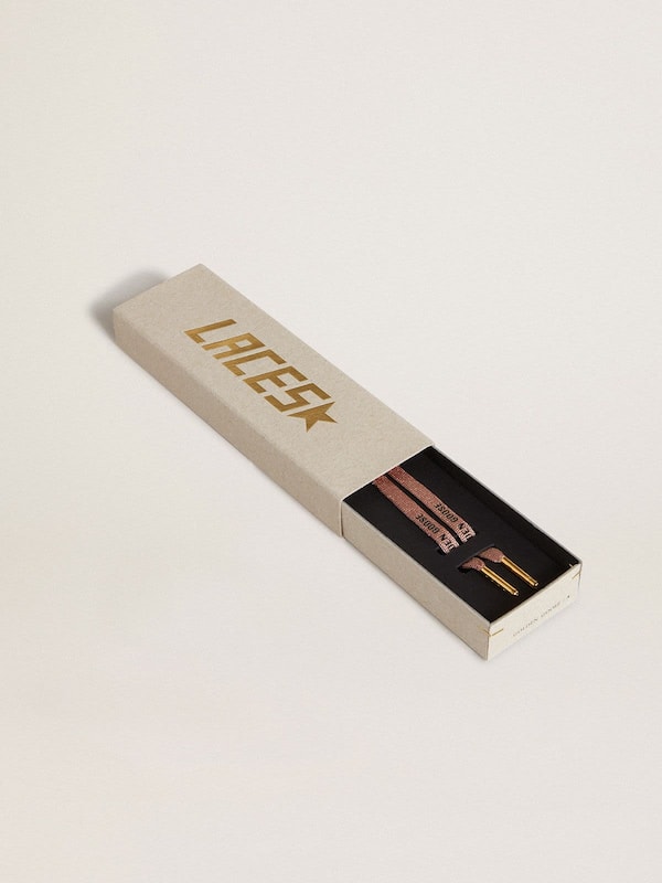 Golden Goose - Salmon pink Lurex laces with contrasting black logo in 