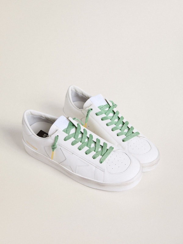 Golden Goose - Aqua-green Lurex laces with contrasting black logo in 