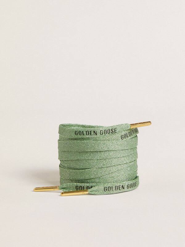 Golden Goose - Aqua-green Lurex laces with contrasting black logo in 