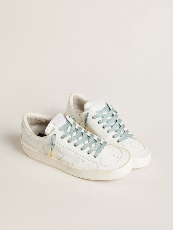 Golden Goose - Gray Lurex laces with contrasting black logo in 