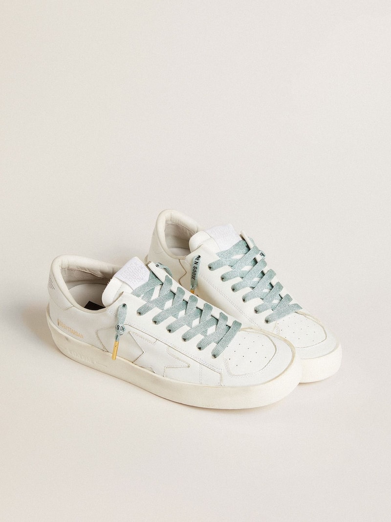 Golden Goose - Cordones de l&uacute;rex de color gris con logotipo negro en contraste in 