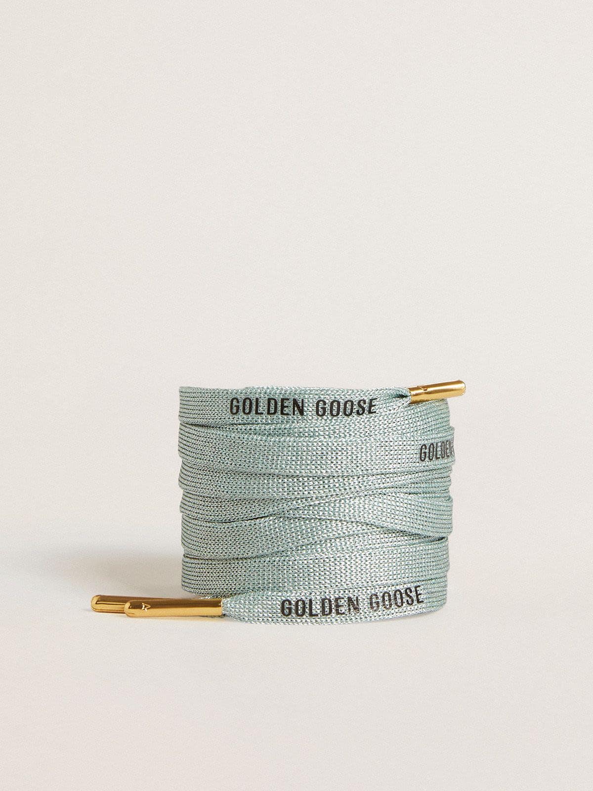 Golden Goose - Gray Lurex laces with contrasting black logo in 