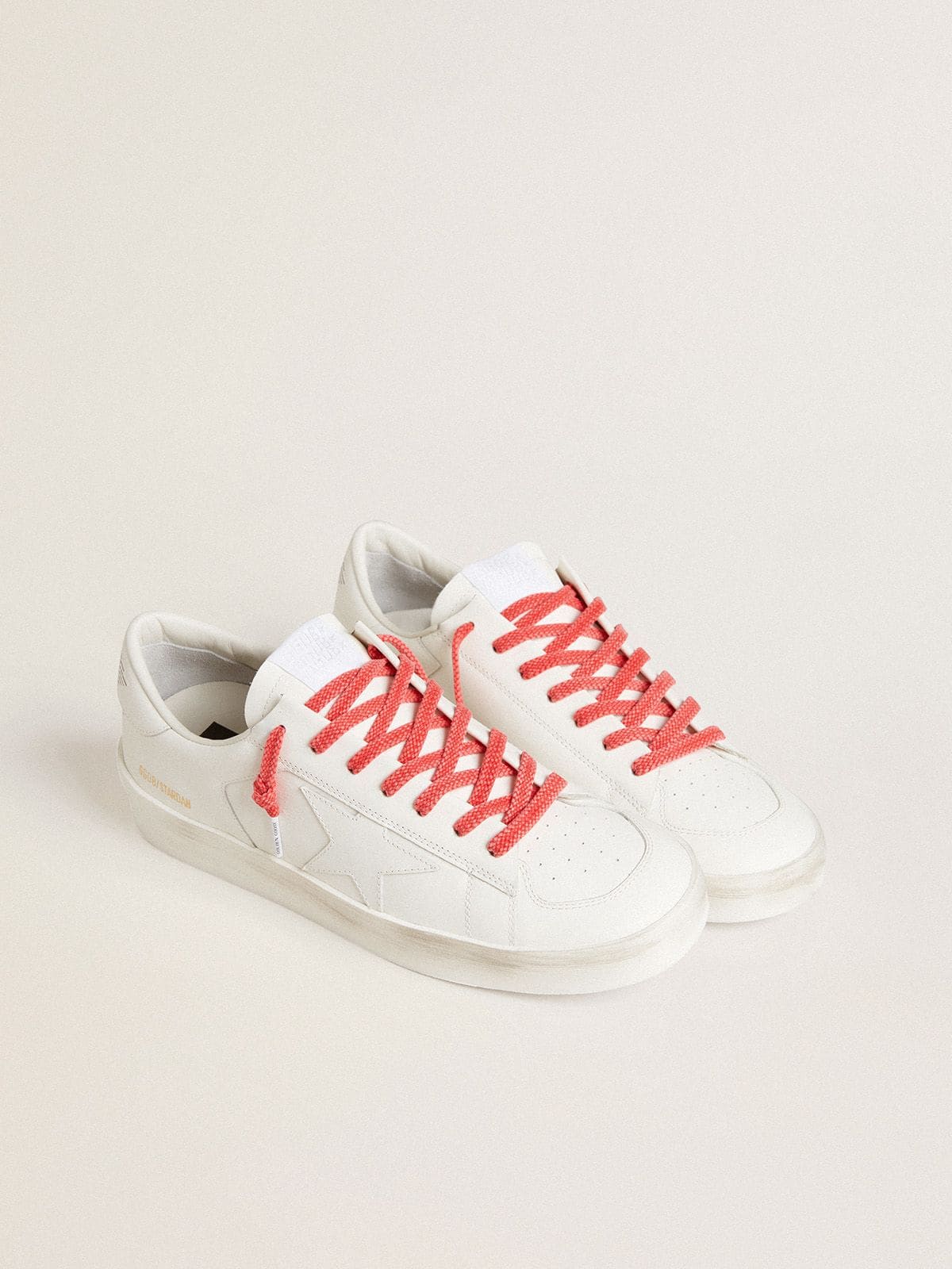 Golden Goose - Worn-red cotton laces with logoed aglet in 