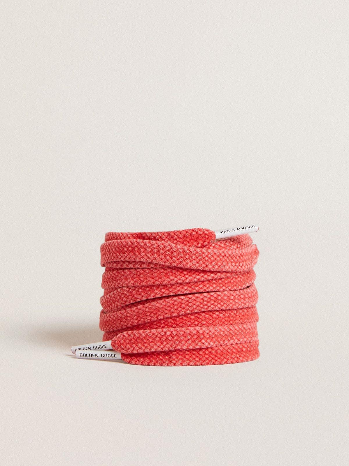 Golden Goose - Worn-red cotton laces with logoed aglet in 