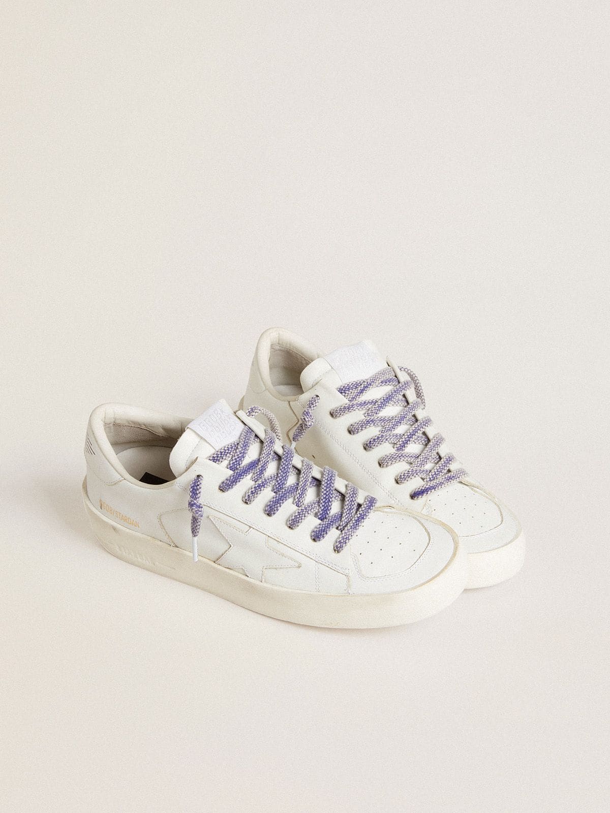 Worn-purple cotton laces with logoed aglet | Golden Goose